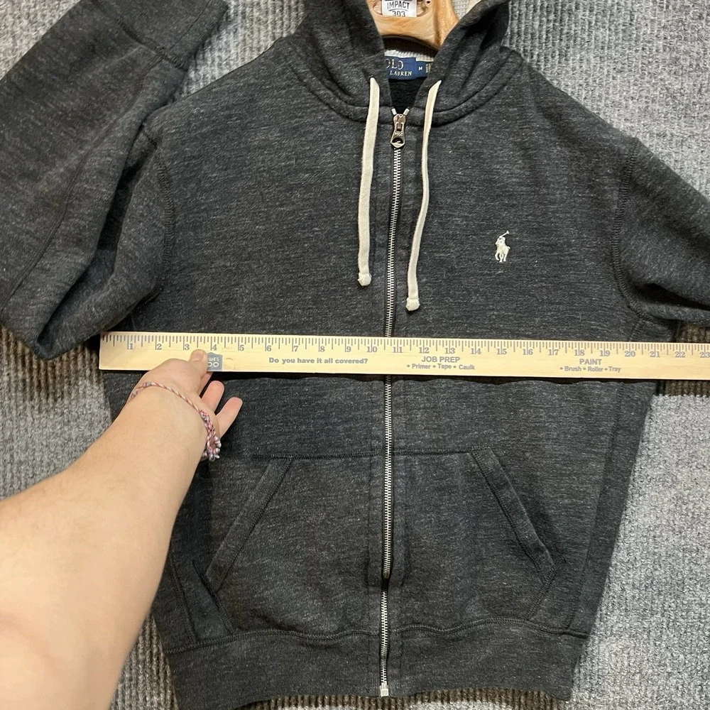 Polo Ralph Lauren Fleece Lined Full Zip Waffle Hoodie Men's‎ Size Medium Gray